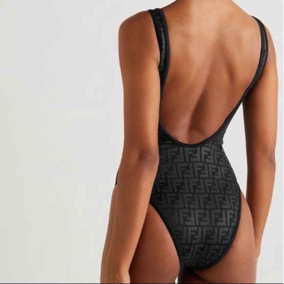 FENDI Black FF Logo Swimsuit Bodysuit One-piece Bathing Suit - Picture 4 of 7